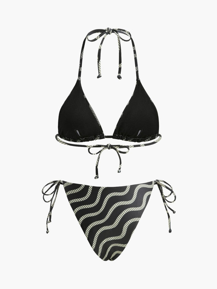 Wellenmuster-Bikini-Set im Dreiecks-Stil