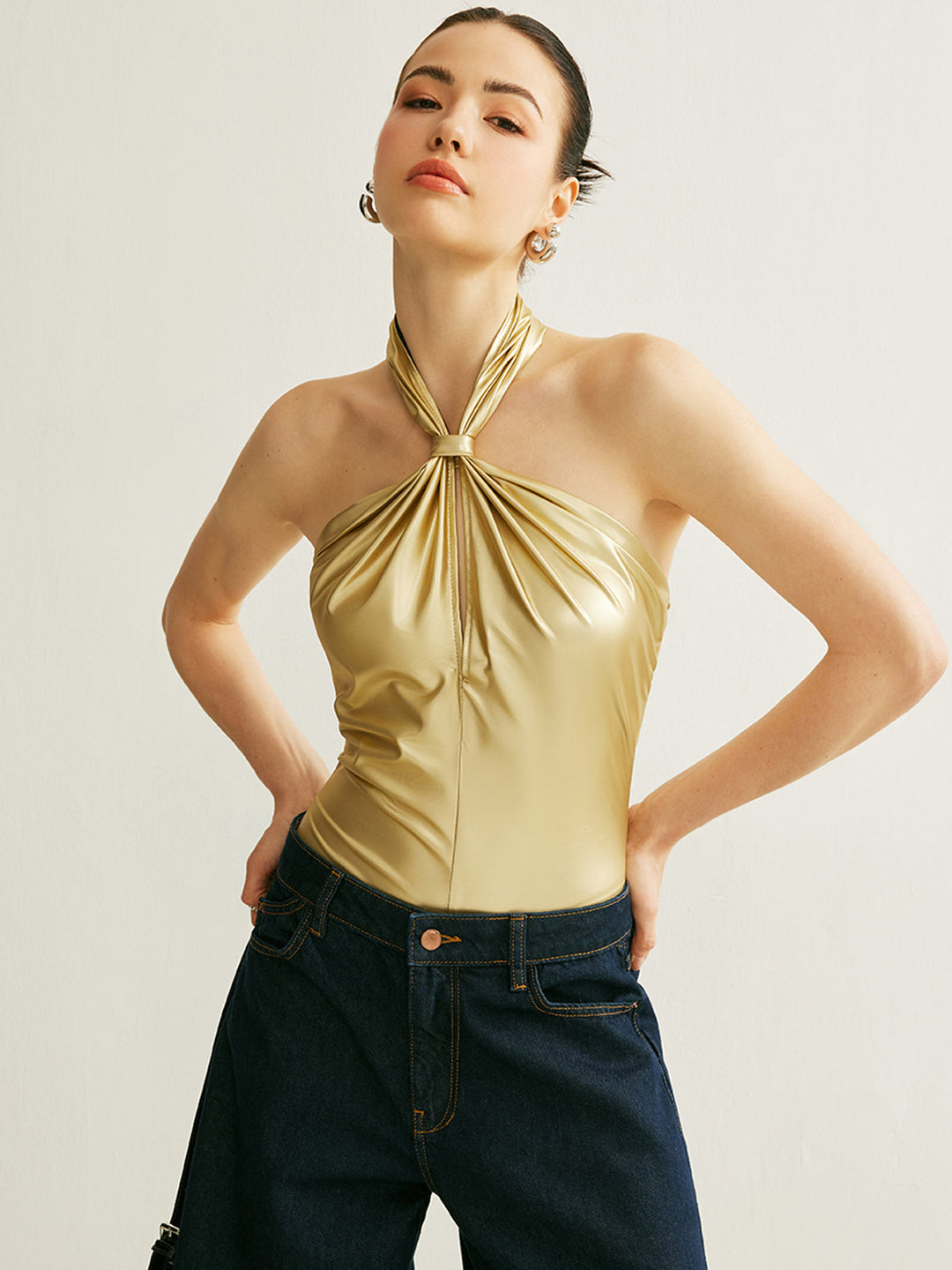 PU Kreuzrücken-Bodysuit