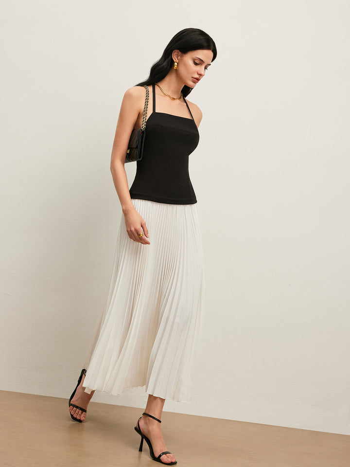 Rückenfreies Neckholder-Kleid mit Falten