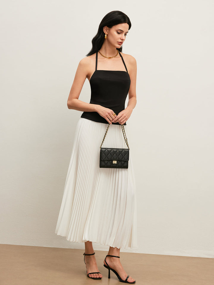 Rückenfreies Neckholder-Kleid mit Falten