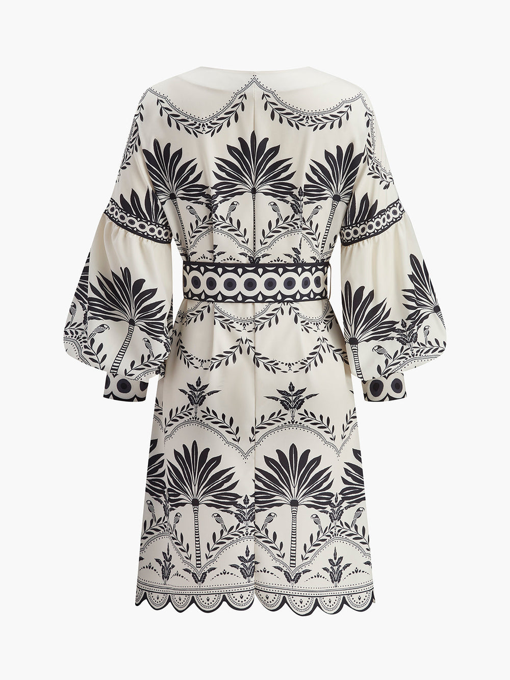 Boho Print V-Ausschnitt Kleid mit Gürtel