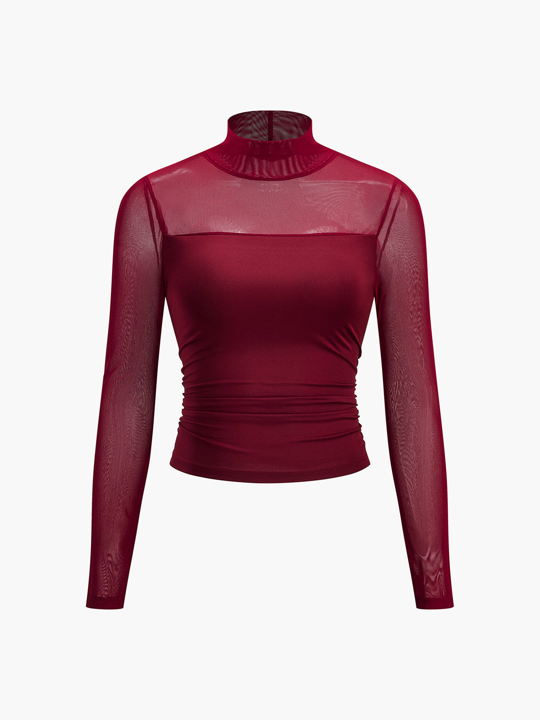 Plissiertes Sheer-Panel-T-Shirt