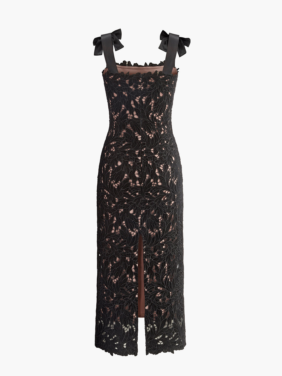 Floral Jacquard Schleifen-Träger-Kleid
