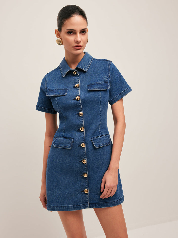 Button Denim Hemdkleid