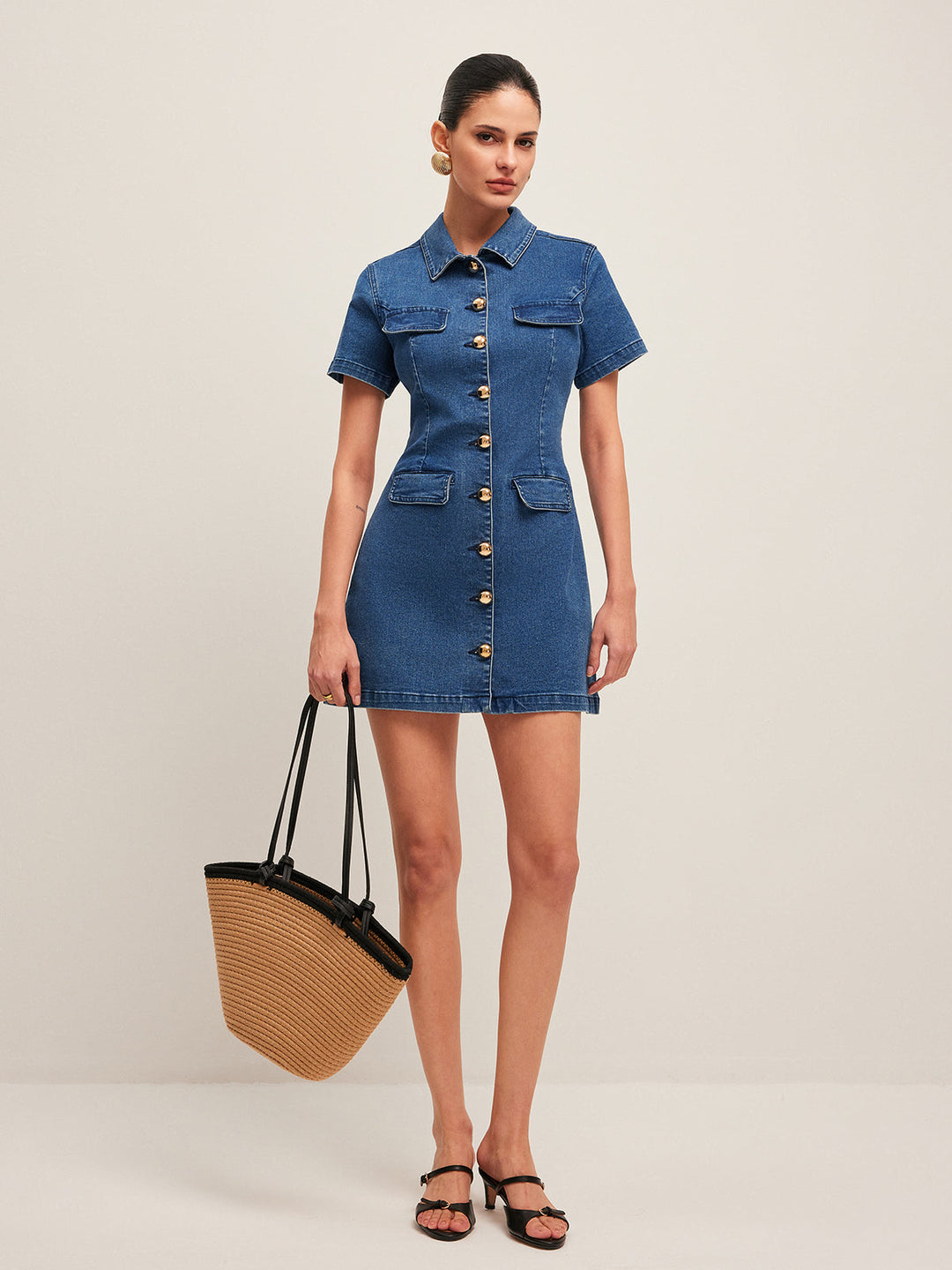 Button Denim Hemdkleid