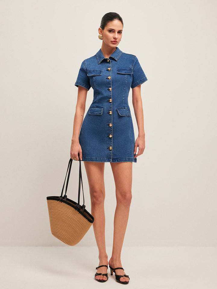 Button Denim Hemdkleid