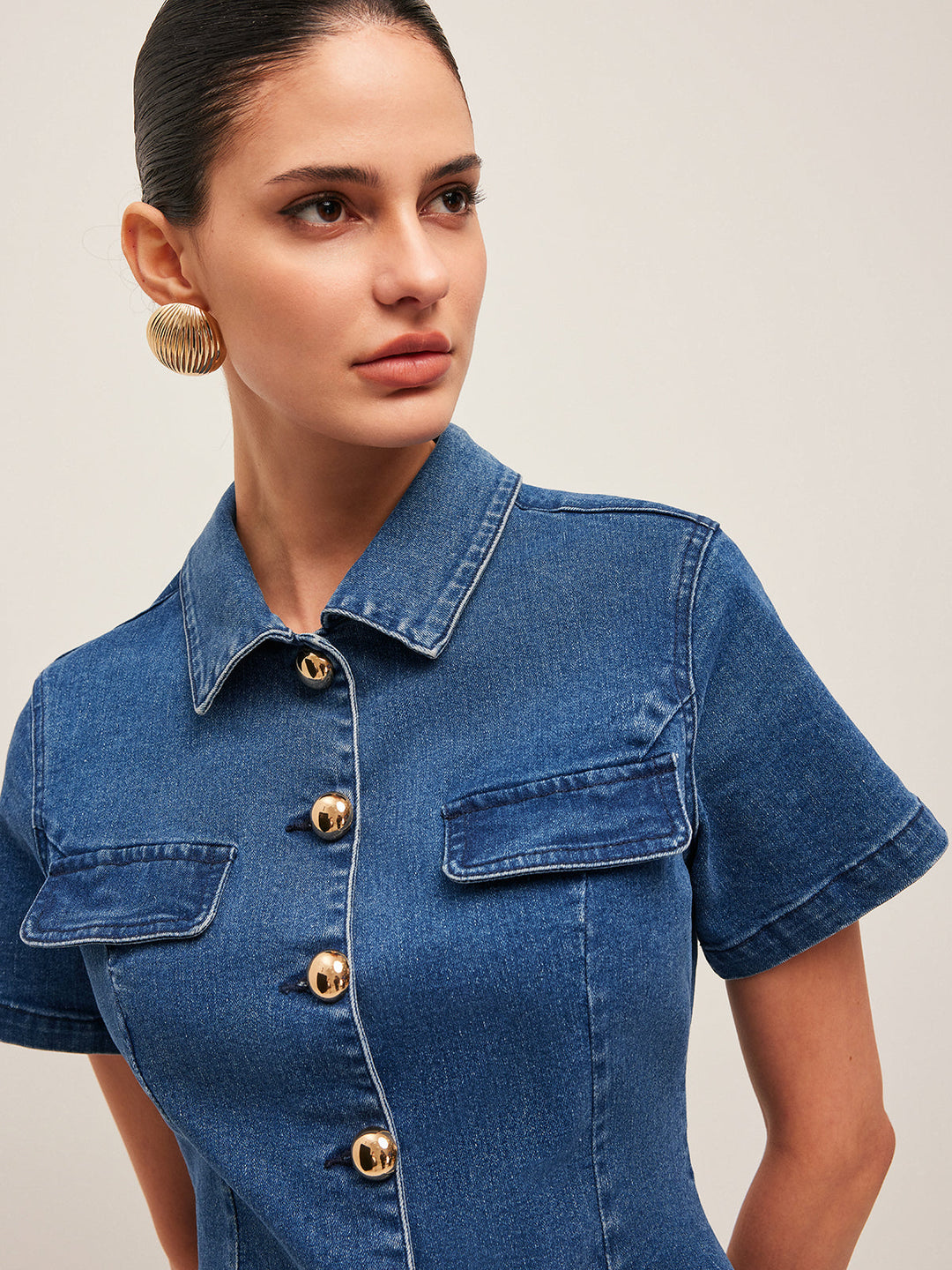 Button Denim Hemdkleid