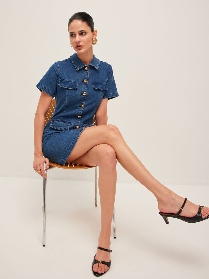 Button Denim Hemdkleid