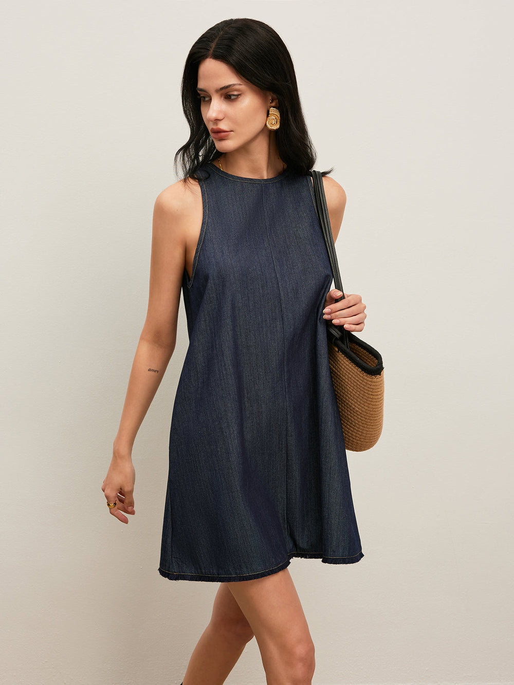 Rückenbinde-Denimkleid