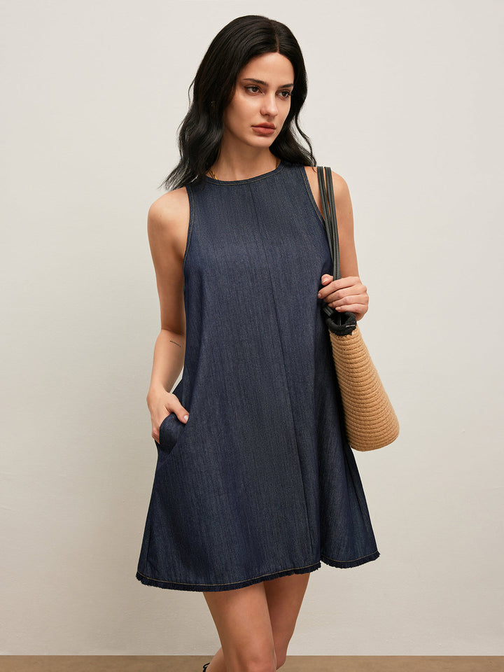 Rückenbinde-Denimkleid