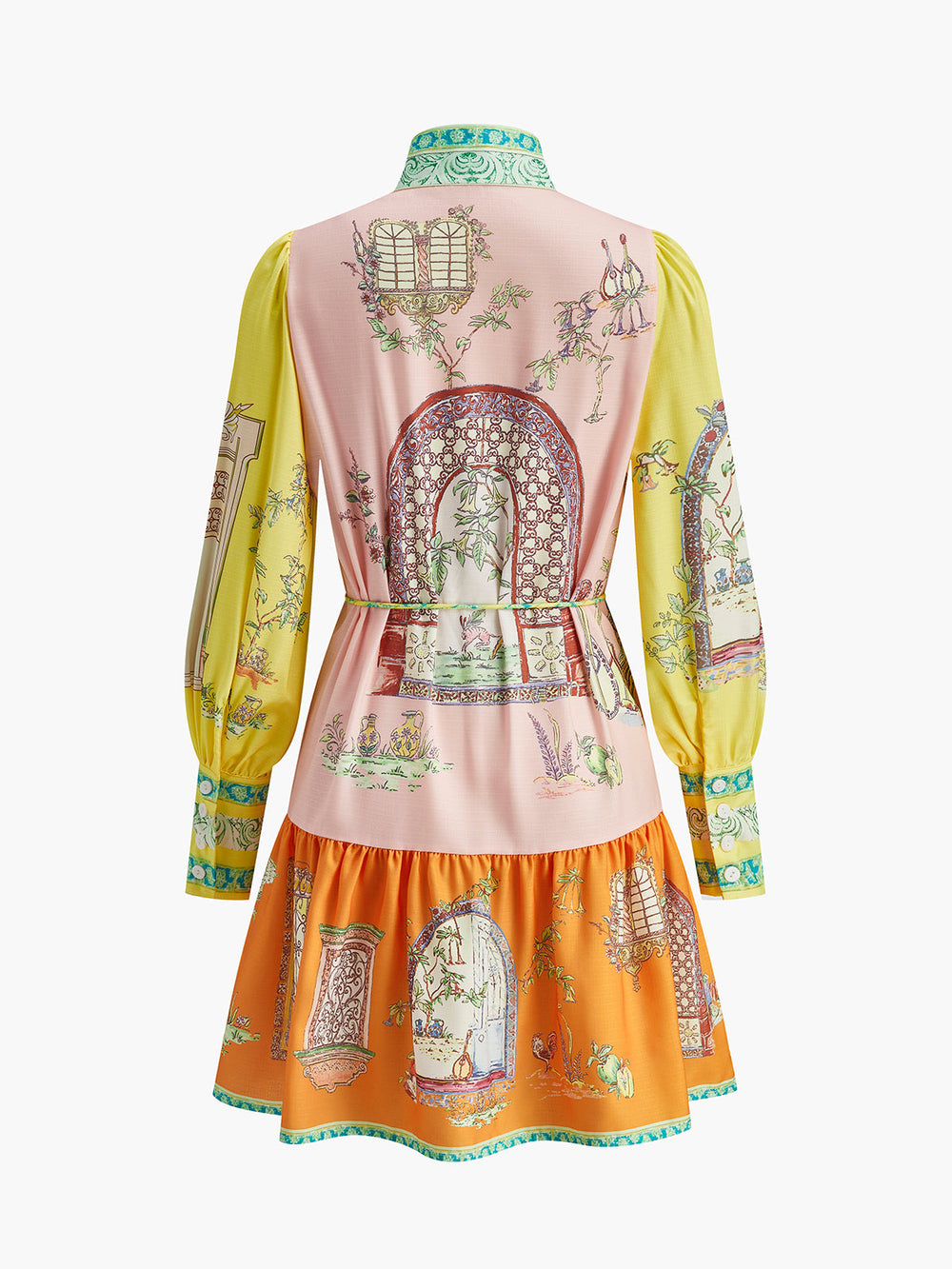 Print Kleid mit Rollkragen und Gürtel