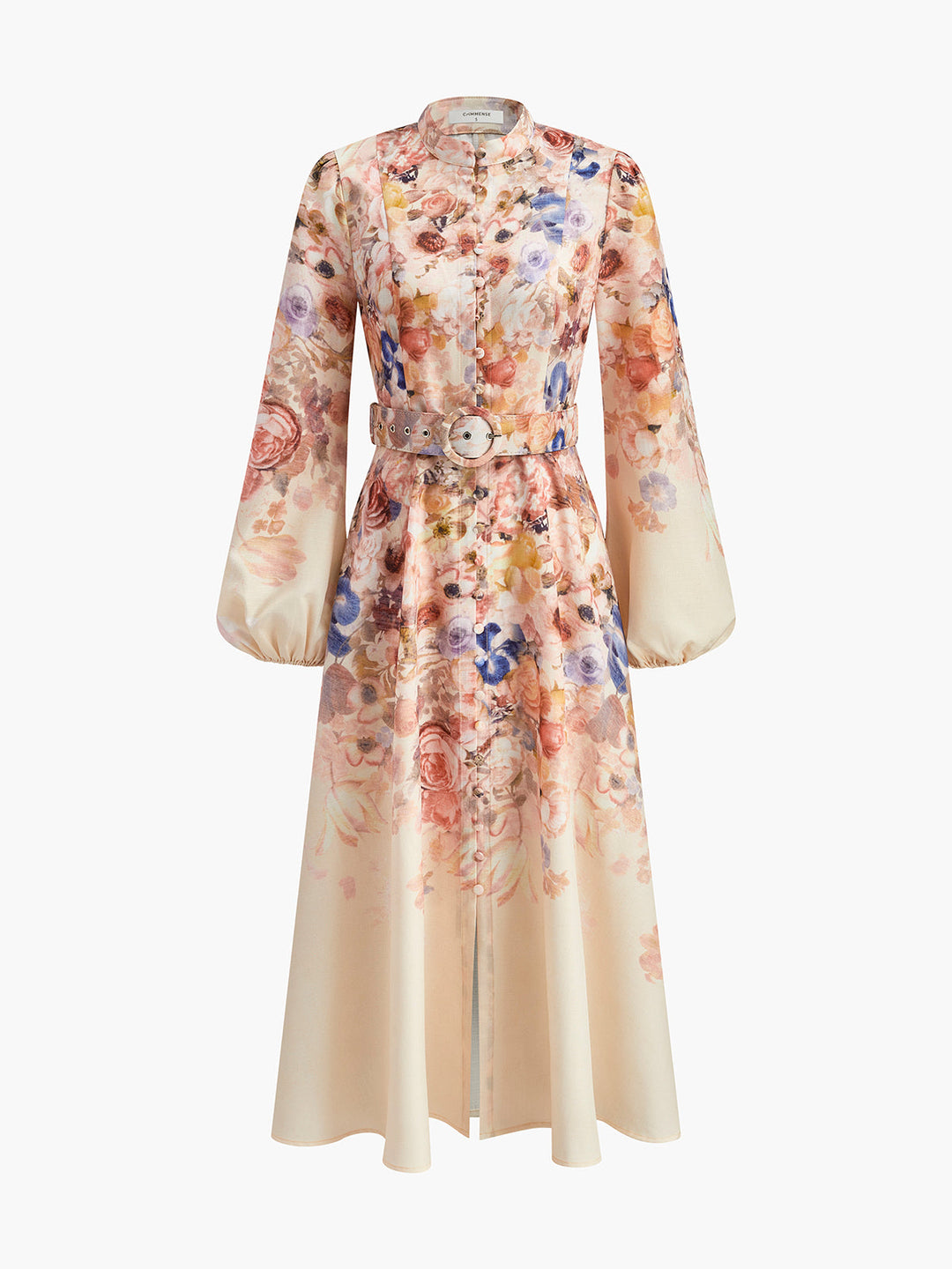 Gürtel Ballon Ärmel Blumenkleid