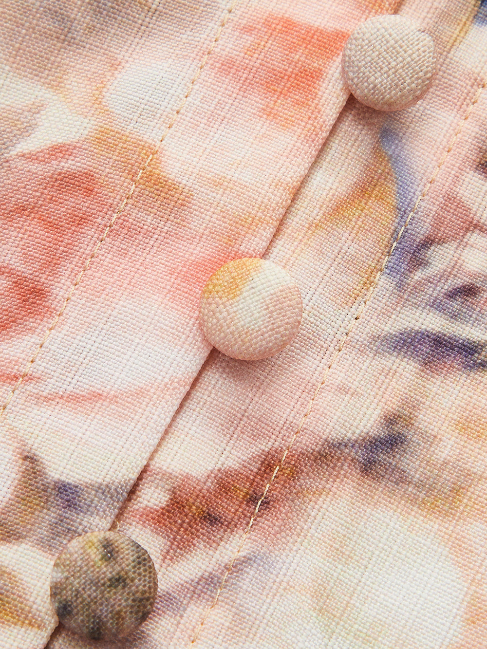 Gürtel Ballon Ärmel Blumenkleid