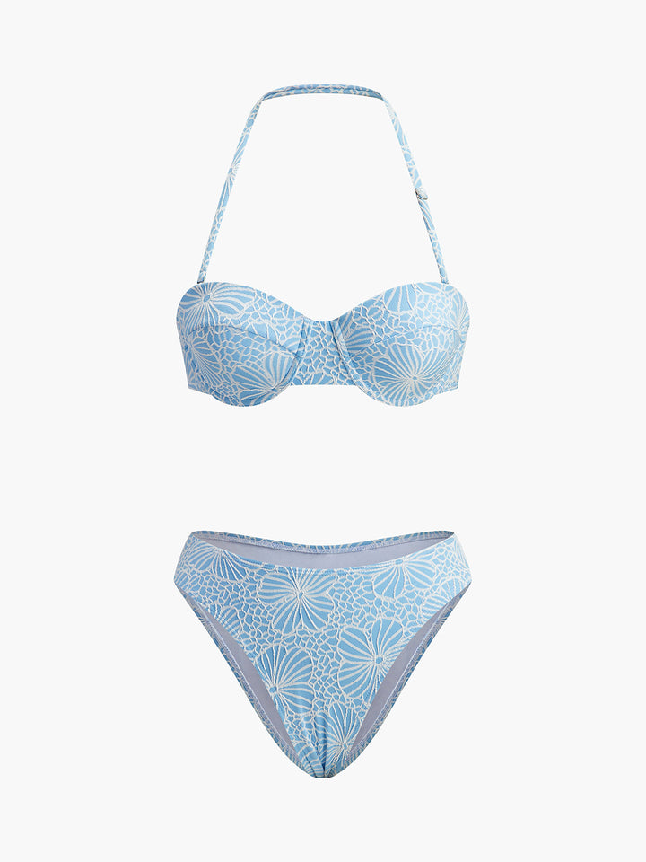 Abnehmbarer Träger-Spitzen-Bikini-Set