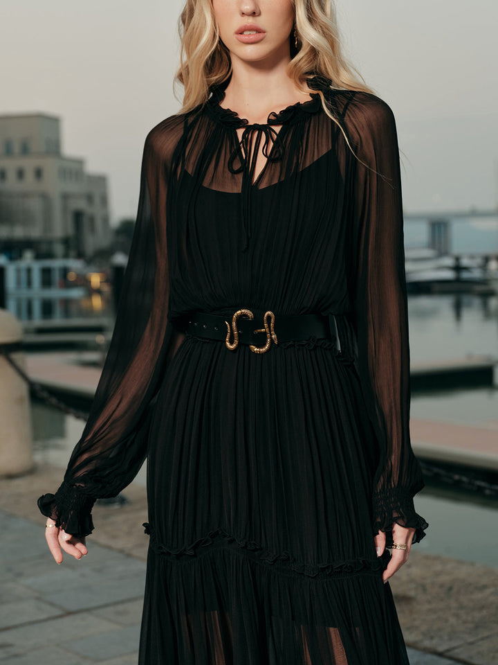 Raffiniertes Chiffon-Kleid in Halbtransparent