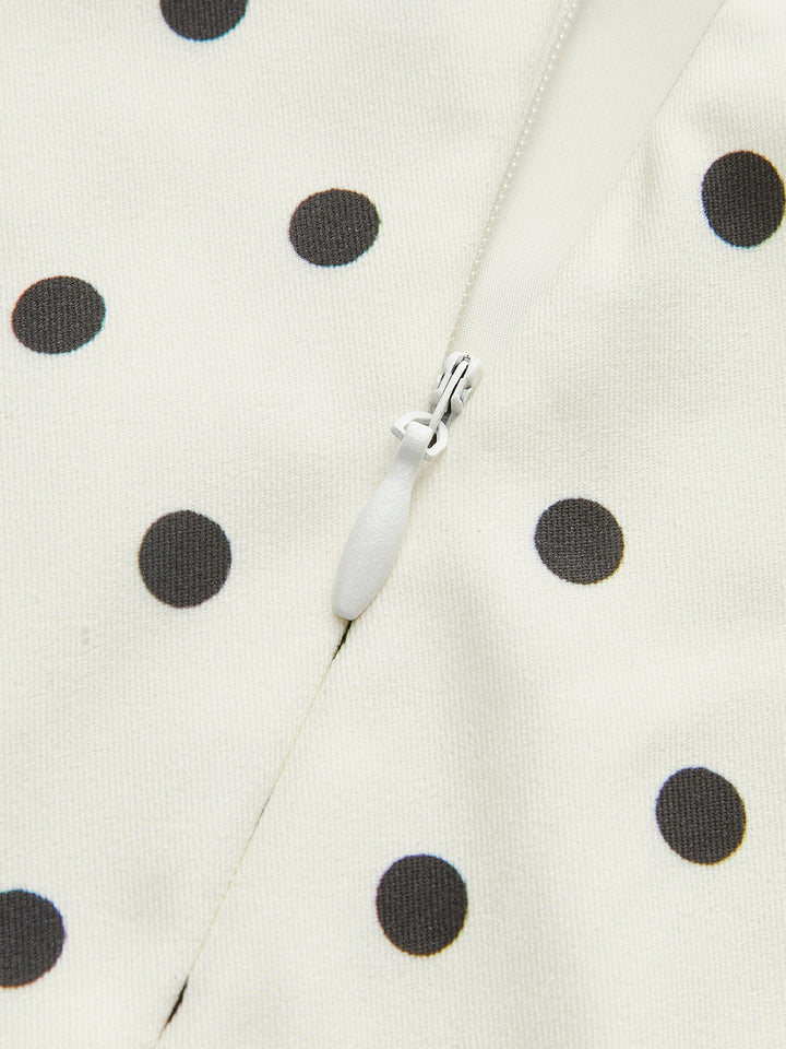 Kleid mit Schnürung am Rücken und Polka-Dot-Muster