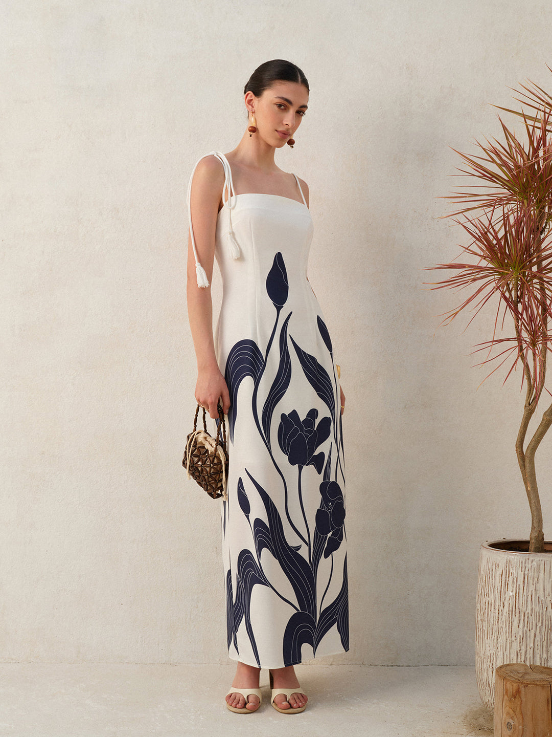 Blumen-Wickelkleid mit Rückenschnürung