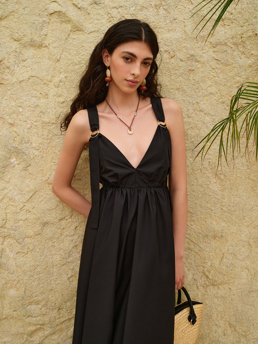 Rückenfreies A-Linien-Kleid mit Spaghettiträgern