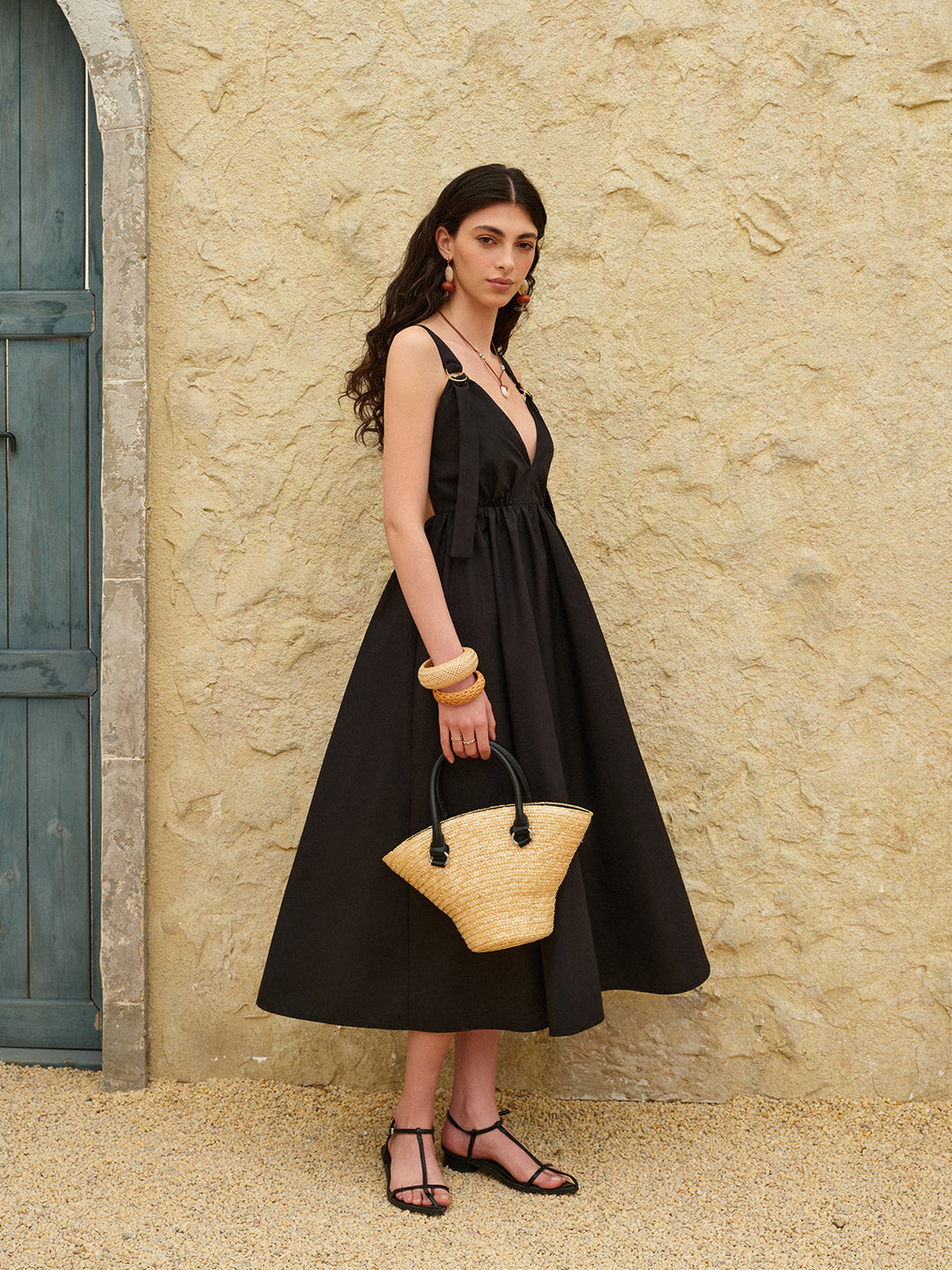 Rückenfreies A-Linien-Kleid mit Spaghettiträgern