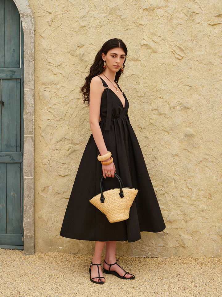 Rückenfreies A-Linien-Kleid mit Spaghettiträgern
