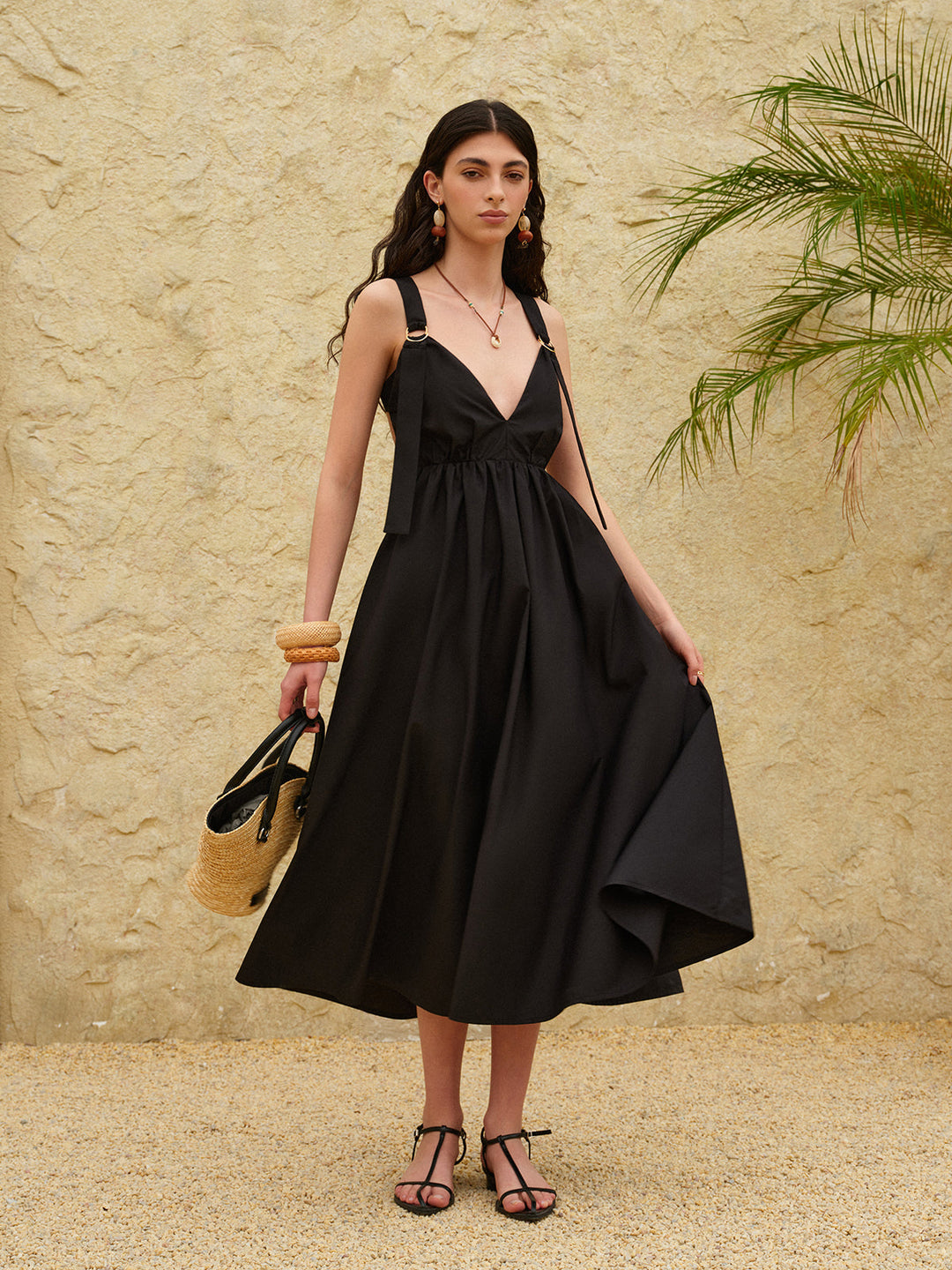 Rückenfreies A-Linien-Kleid mit Spaghettiträgern