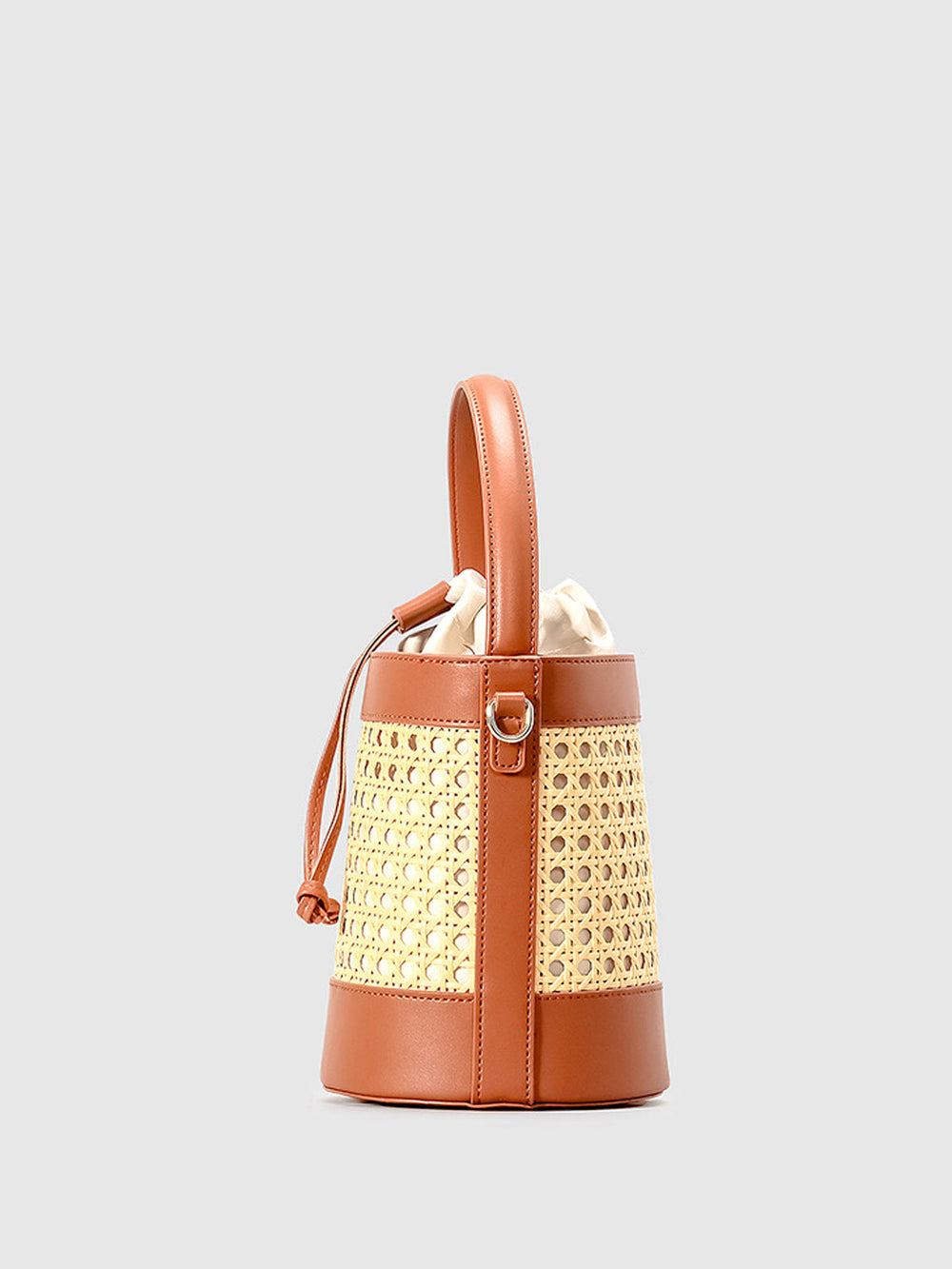 Rattan Akzent Kordelzug Beuteltasche