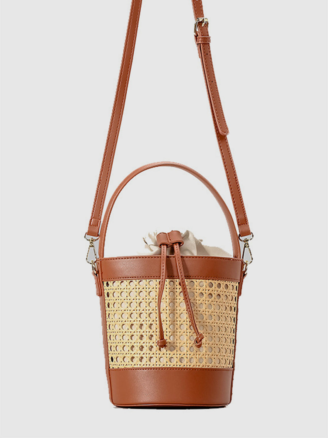 Rattan Akzent Kordelzug Beuteltasche