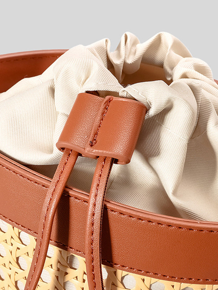 Rattan Akzent Kordelzug Beuteltasche