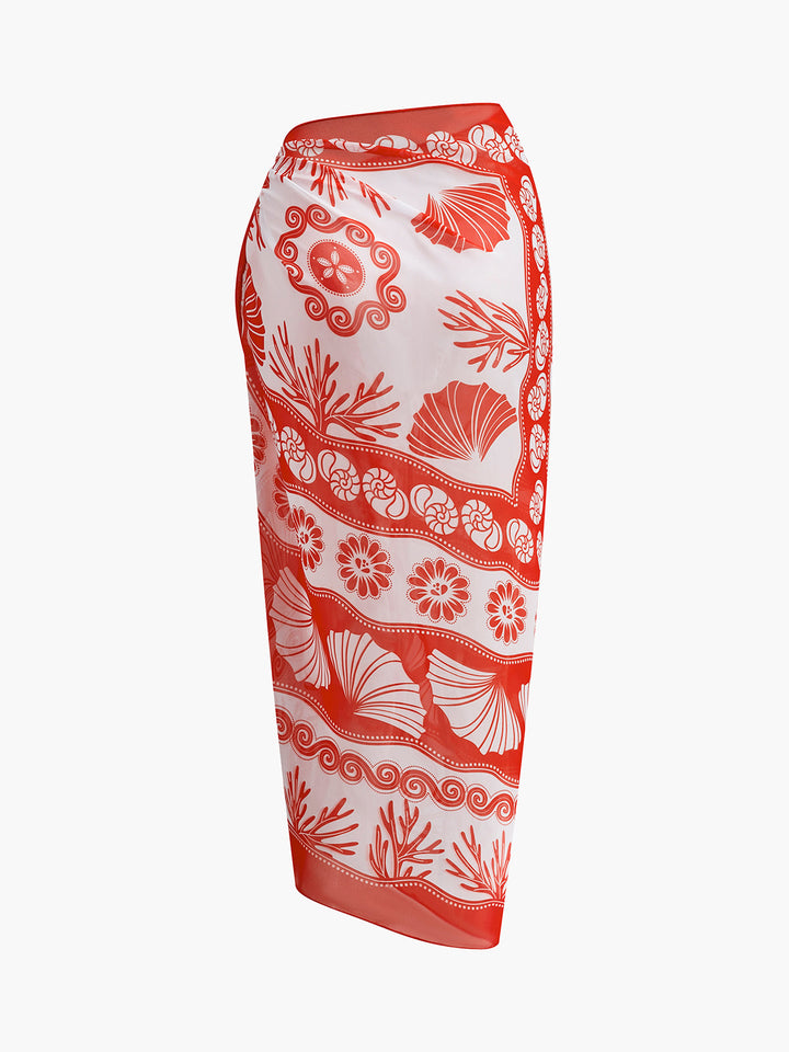 Chiffon-Print-Überwurfrock