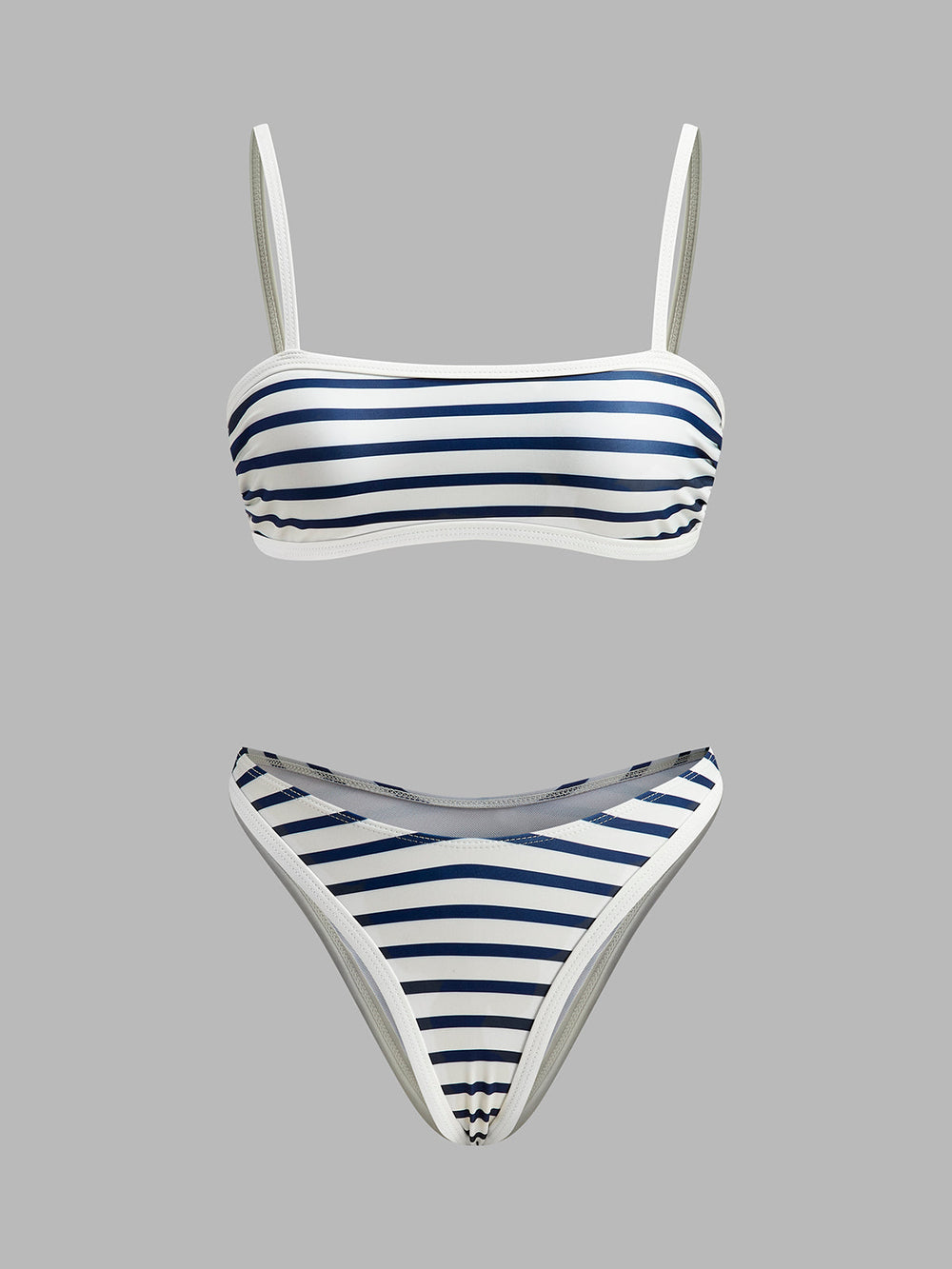 Nautischer Gestreifter High-Cut Bikini