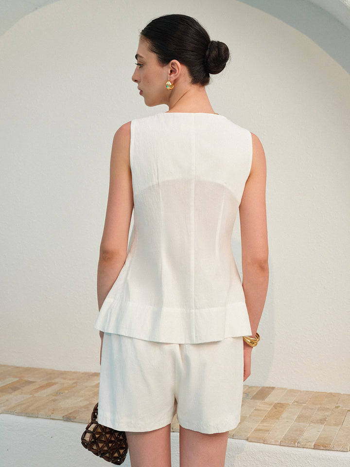 Set mit Shorts mit quadratischem Ausschnitt und Falten