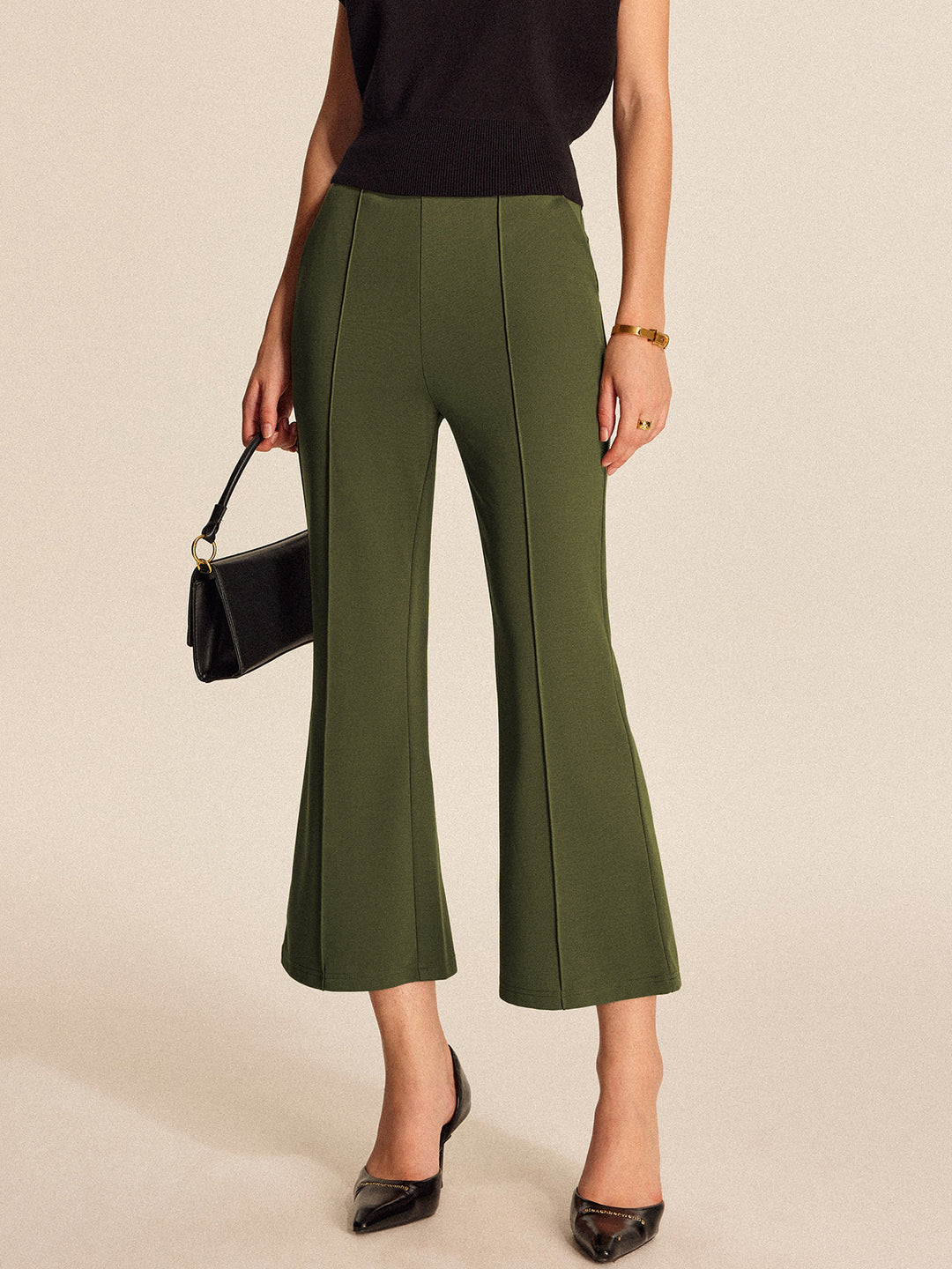 High-Waist-Taschen-Hosentaschen mit Schlag