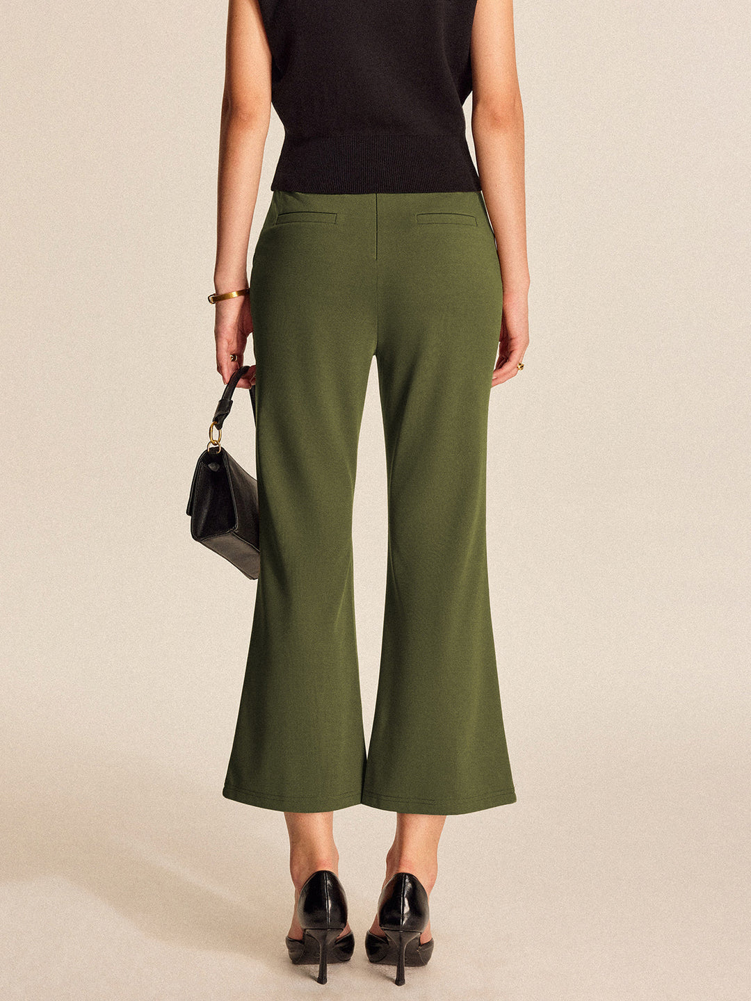 High-Waist-Taschen-Hosentaschen mit Schlag