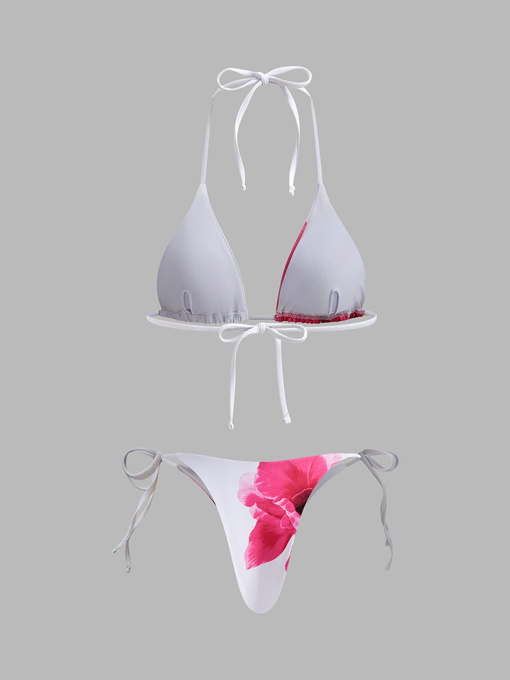 Blumen Bikini-Set mit halbtransparentem Rock