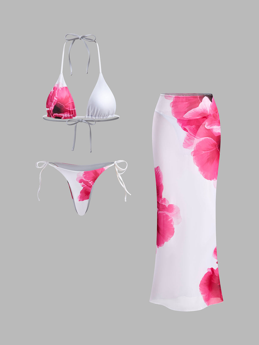 Blumen Bikini-Set mit halbtransparentem Rock