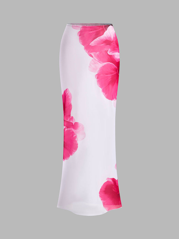 Blumen Bikini-Set mit halbtransparentem Rock