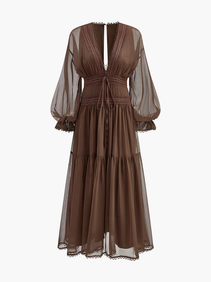 Boho Halb-transparente Chiffon-Kleid