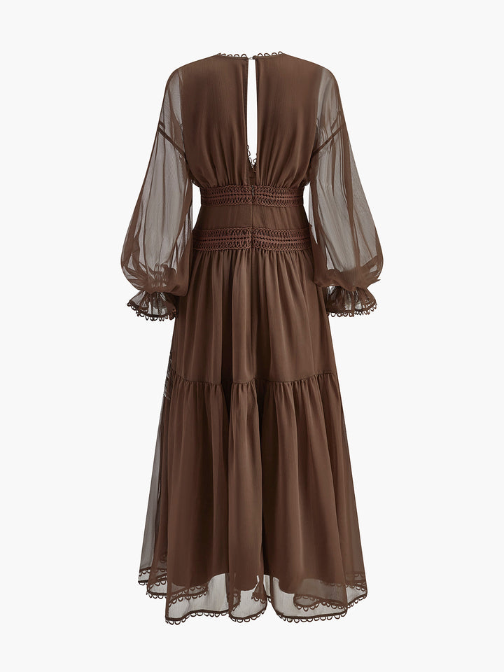 Boho Halb-transparente Chiffon-Kleid