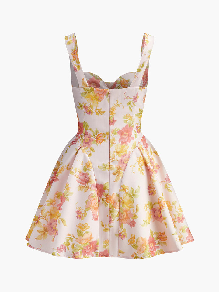 Kleid mit Blumenprint und Herz-Ausschnitt, ärmellos