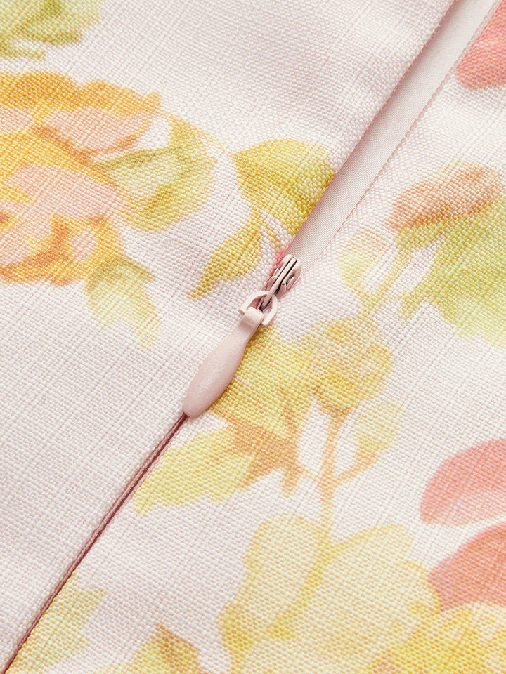 Kleid mit Blumenprint und Herz-Ausschnitt, ärmellos