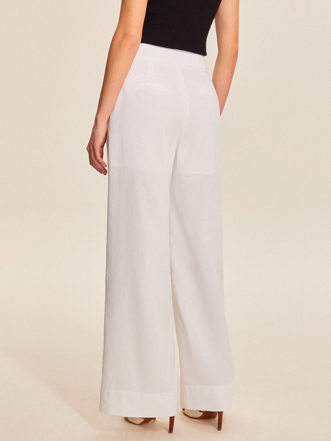 Mid-Waist Hose Mit Weitem Bein Und Taschen