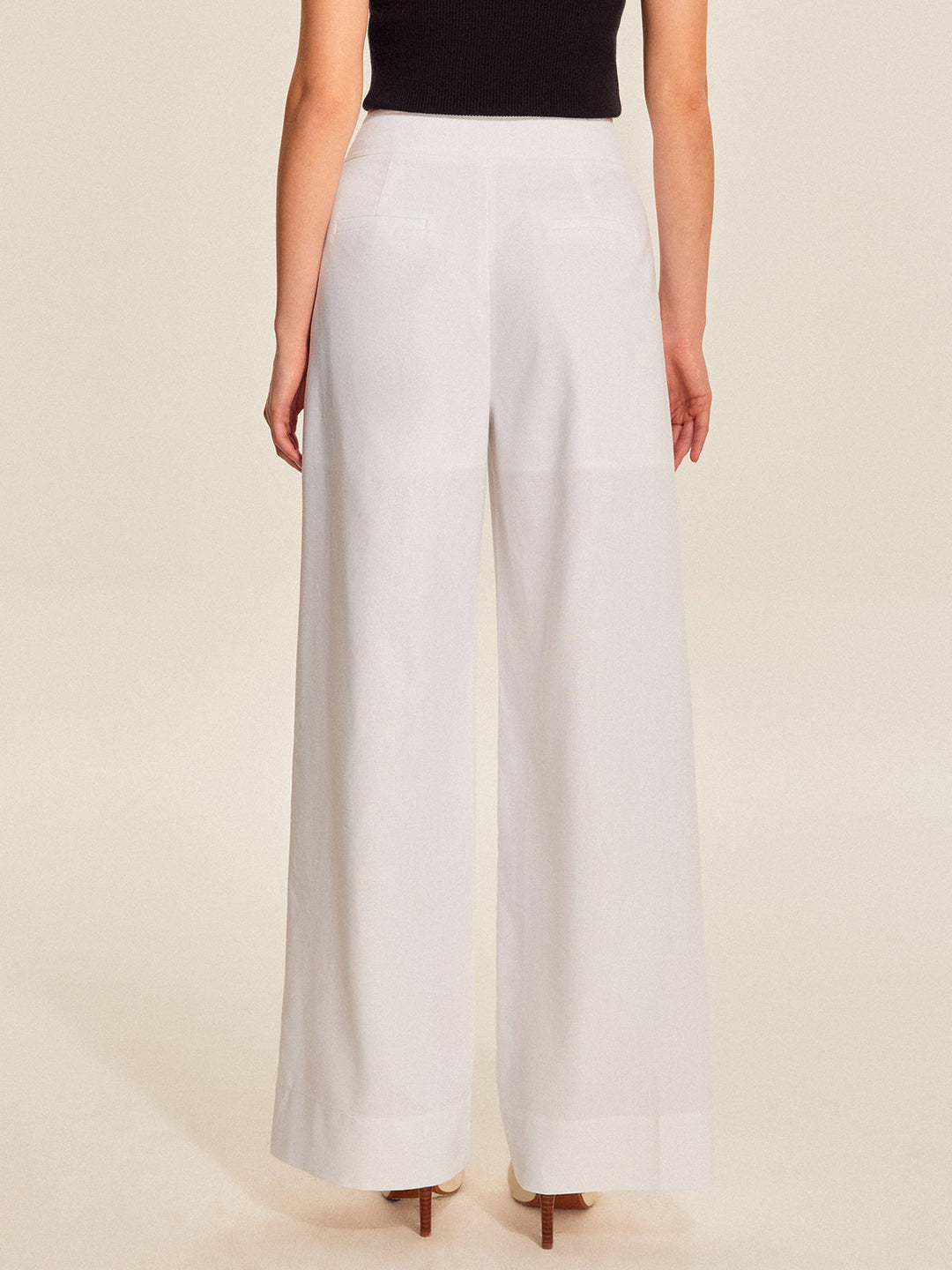 Mid-Waist Hose Mit Weitem Bein Und Taschen