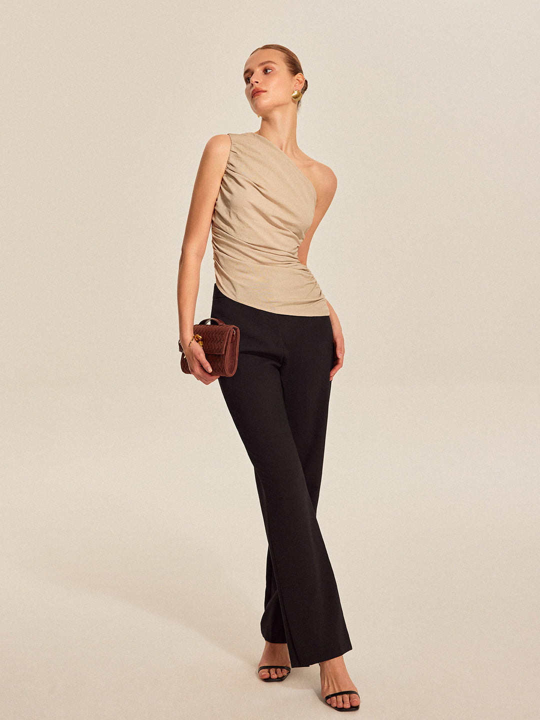 Gerüschter Seiten-One-Shoulder-Oberteil