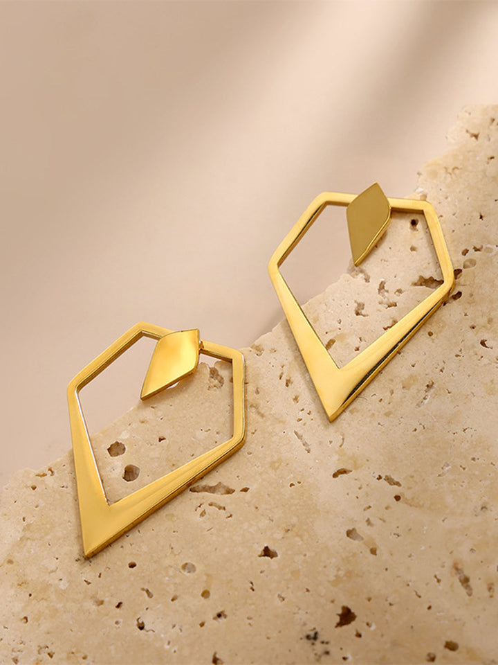 Geometrische V-förmige Gold-Ohrstecker