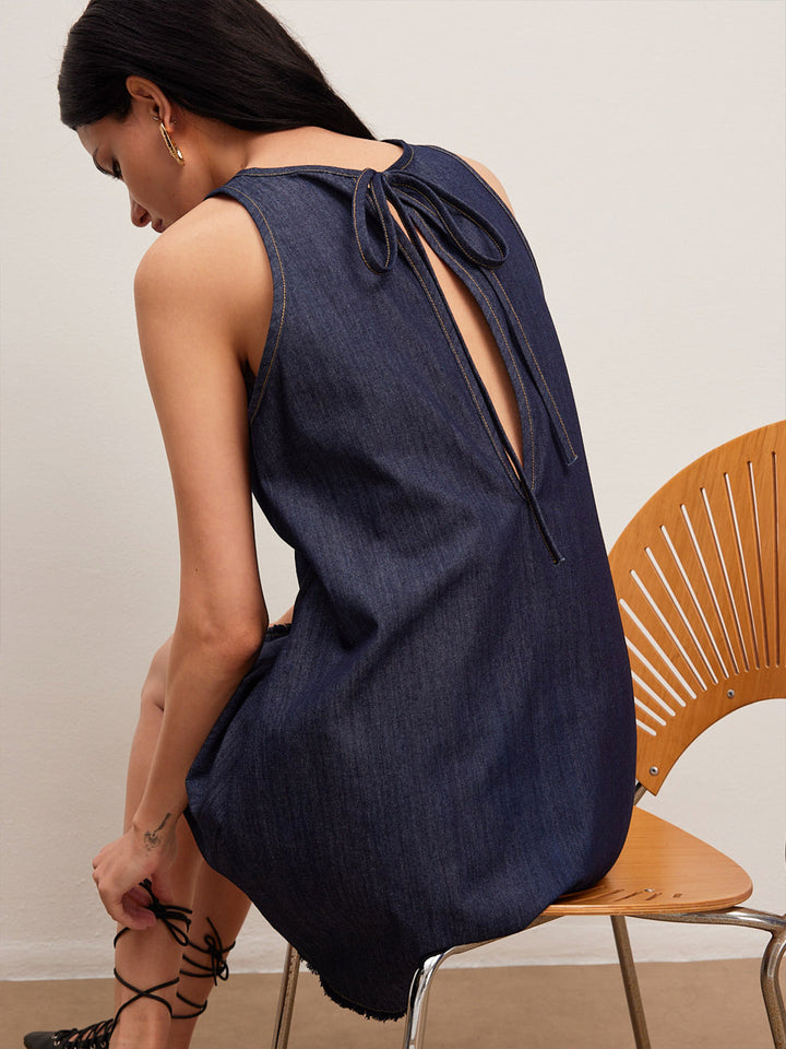 Rückenbinde-Denimkleid