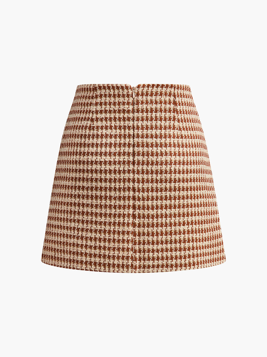 High-Waist Textured A-Line Zipper Skirt