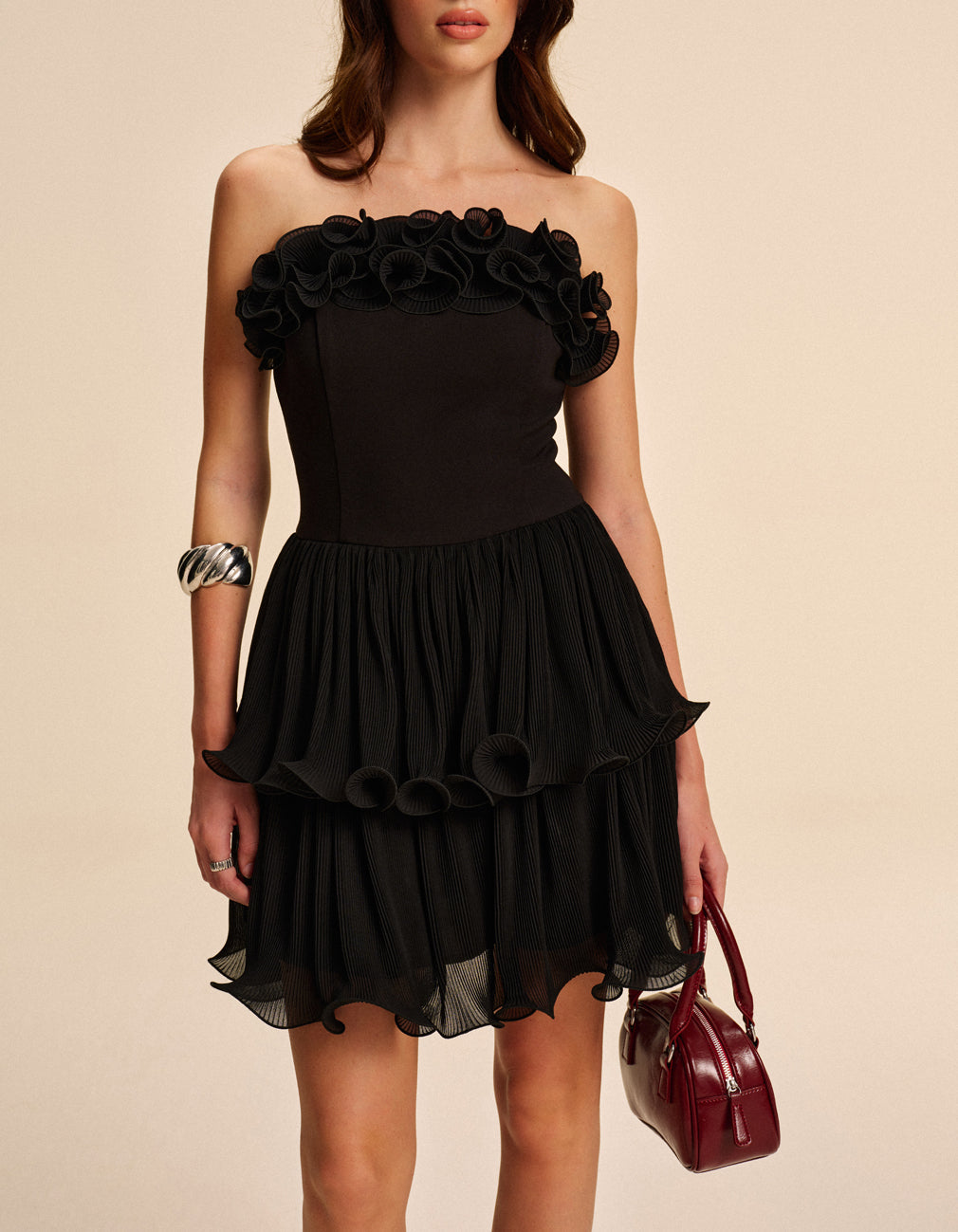 Gerüschtes Blumen-Trägerloses Kleid