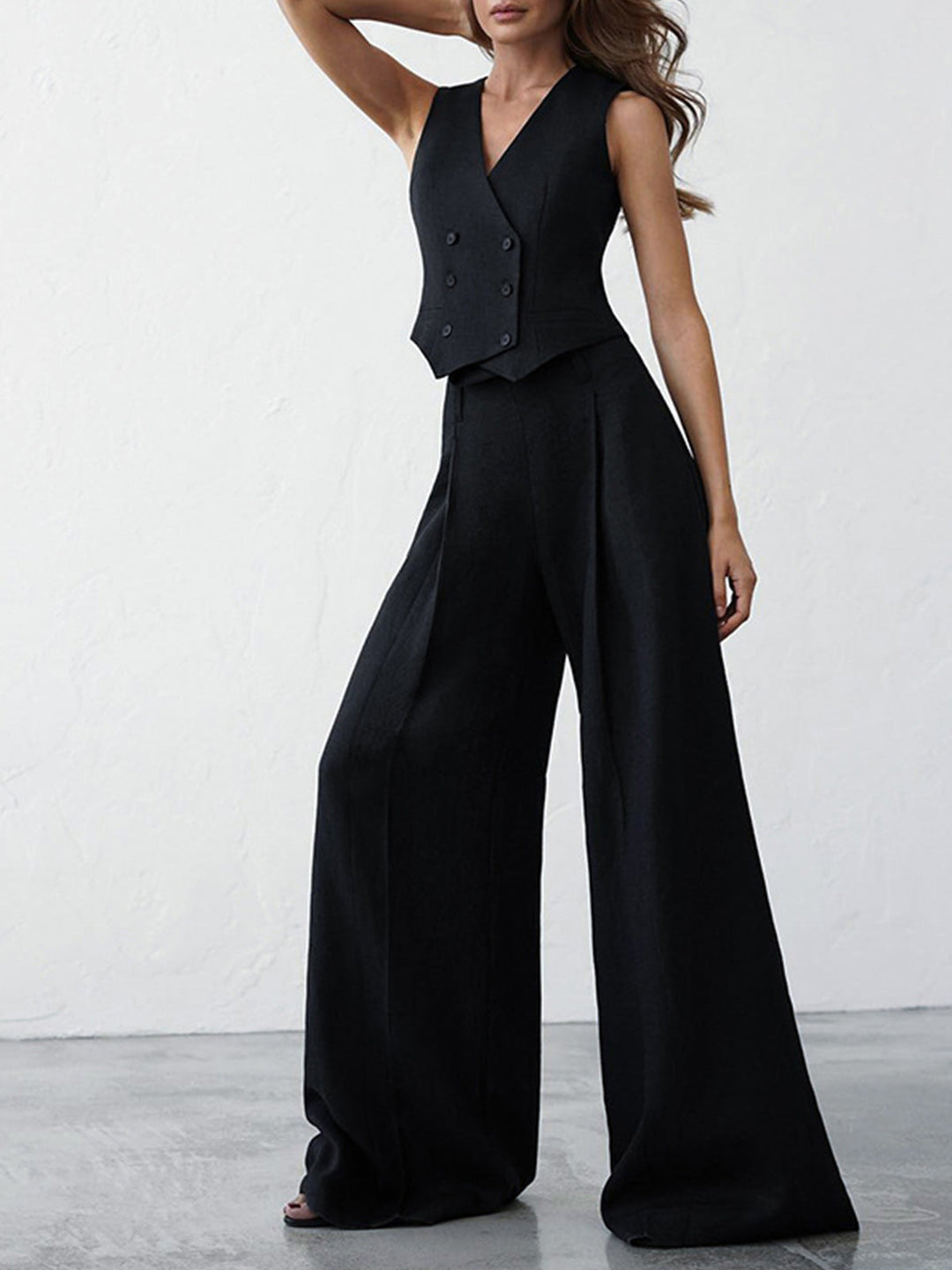Minimalistisches Leinen-Zweiteiler-Hosen-Set