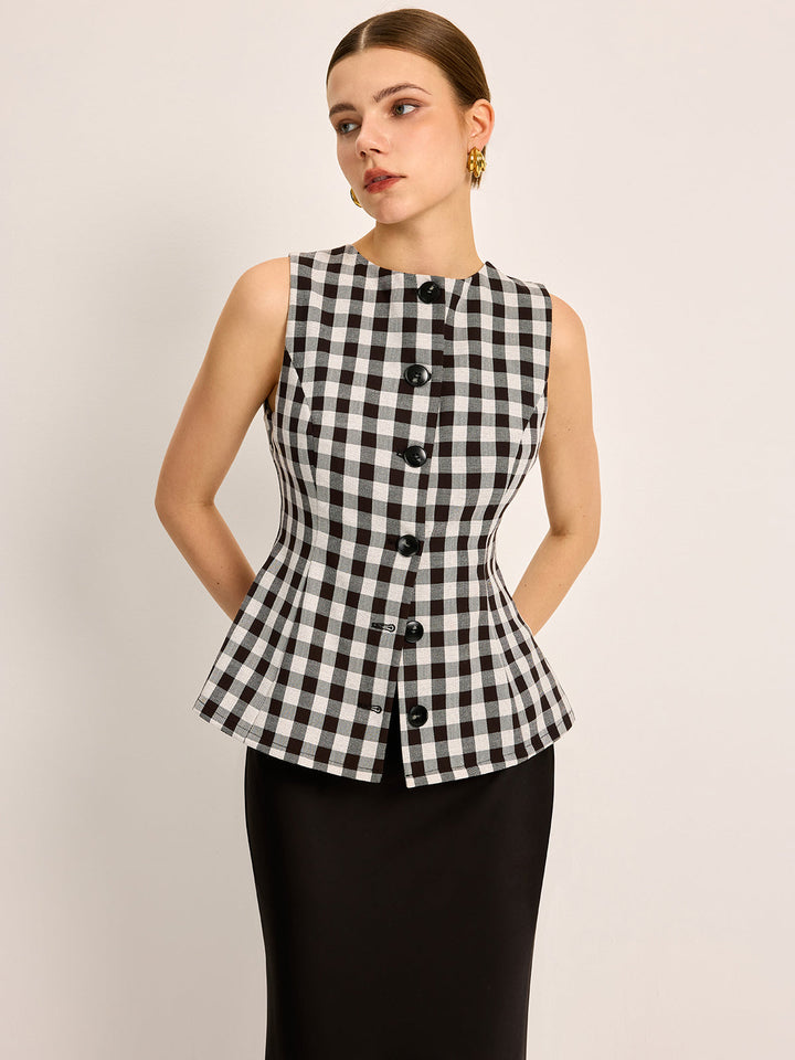 Plaid Knopf Rückseiten-Bindetop
