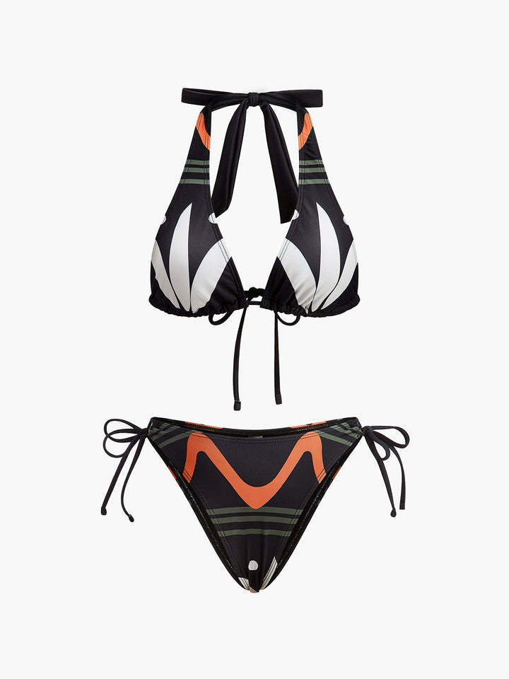 Halter Neck Bikini-Set mit Bindebändern